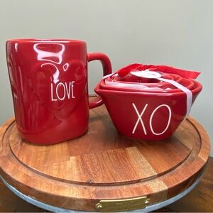 Rae Dunn 3D Heart Mug and Rae Dunn “XO” Heart Shaped Measuring Cups